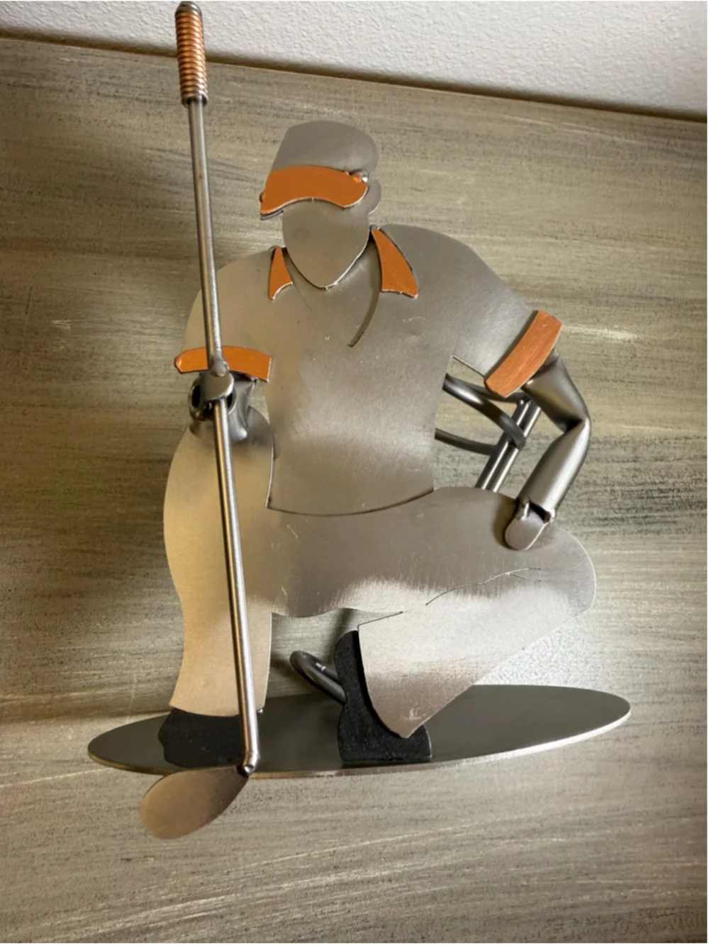Handcrafted Metal Golfer Wine Bottle Holder Sculpture – Sports Bar Decor Caddy